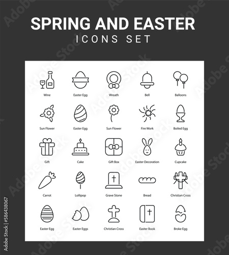 Spring and ester related icon set