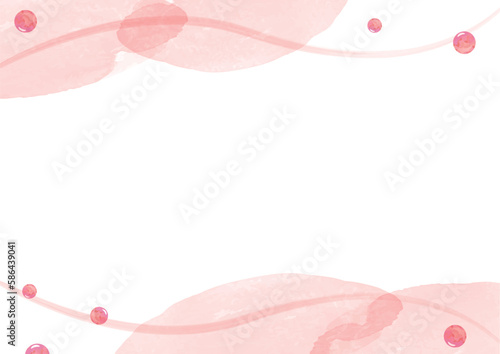水彩の水玉と波のひんやりした夏フレーム_ピンク