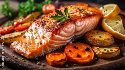 Indulge in a Mouthwatering Salmon and Potato Feast with Garden Fresh Vegetables