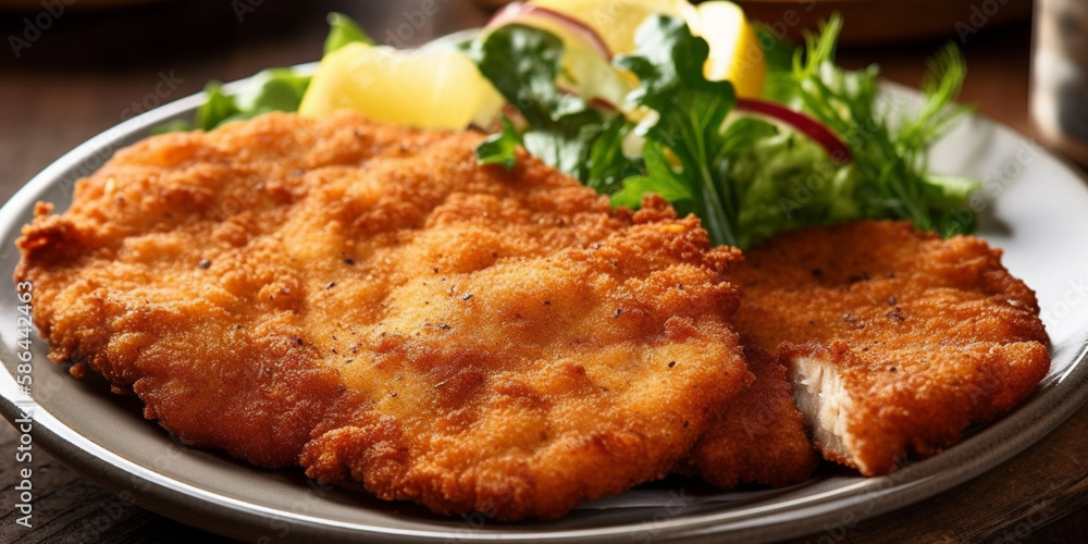 Schnitzel food close up Generative AI Schnitzel food close up Generative AI