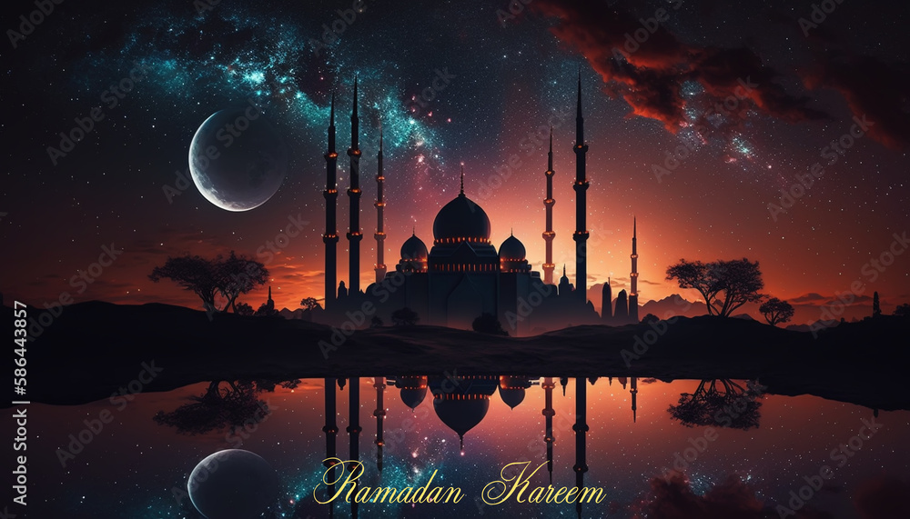 Illustration Of The Most Beautiful Mosque At Night Background Wallpaper  Image For Free Download - Pngtree