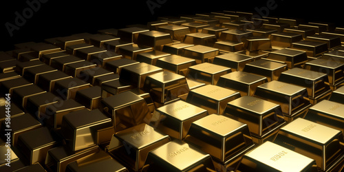 stacked gold bullion background. Generative AI