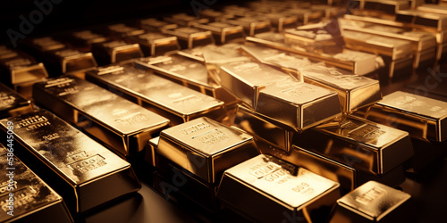 stacked gold bullion background. Generative AI photo