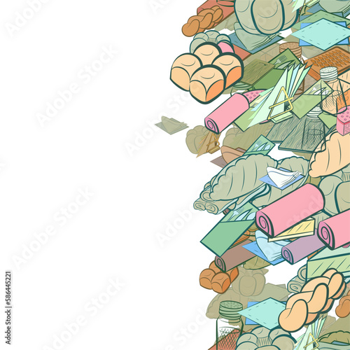 Background pattern abstract design texture. Table setting and Bakery products. Vertical seamless stripe. Border frame, transparent background. Theme is about napkin, filling, cutting board