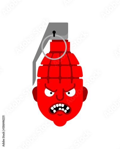 head of military grenade. Hate concept