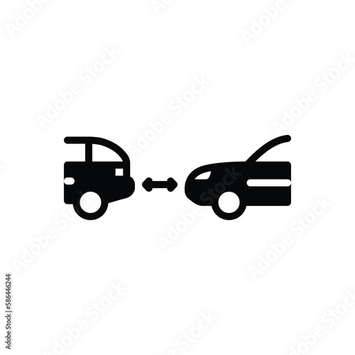 Black solid icon for distance