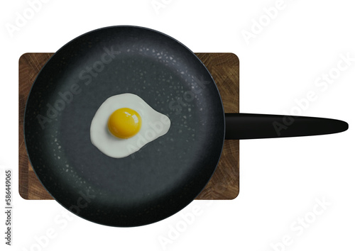 Frying pan with scrambled eggs