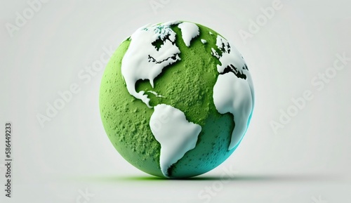 Fototapeta Naklejka Na Ścianę i Meble -  World Earth day concept. Illustration of the green planet earth on a white background. earth day poster, banner, card,  APRIL 22, Saving the planet, environment,  Planet Earth,  Generate Ai