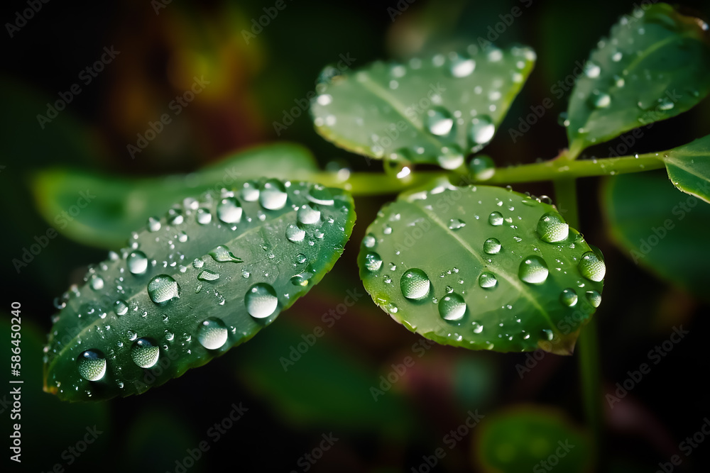 Capturing beauty of macro photography of Water Drops on plants. Generative AI Capturing beauty of macro photography of Water Drops on plants. Generative AI