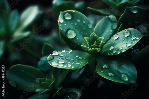 Capturing beauty of macro photography of Water Drops on plants. Generative AI