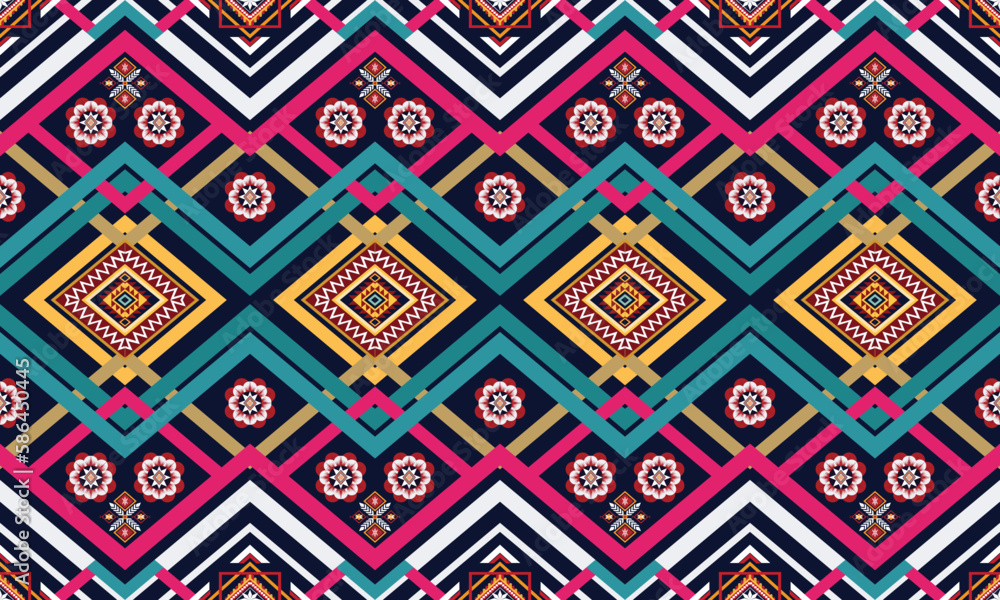  Ikat ethnic vector abstract beautiful art. Ikat seamless pattern for background,fabric,wrapping,clothing,wallpaper,Batik,carpet,embroidery style