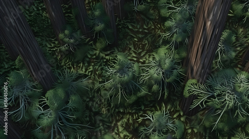 abstract hyperrealistic procedural redwood forrest pattern  hyper detailed  Ai generated 