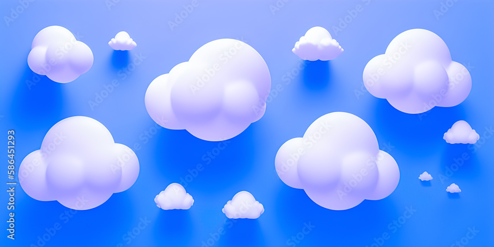 3d volumetric clouds on a blue background, made with the help of artificial intelligence