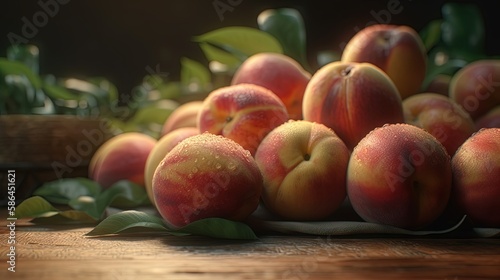 Beautiful organic background made of freshly picked Peach. Generative AI.