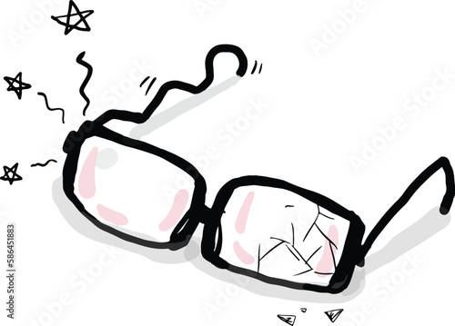  Damaged eye glasses, broken glass.eps