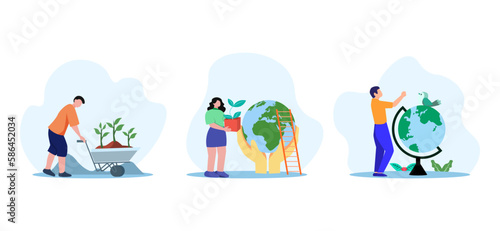 Flat Bundle Earth Day Design Illustration