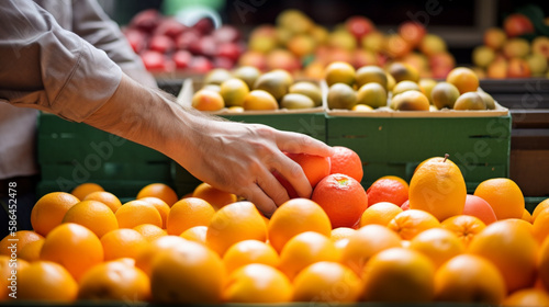 hand grab fruit in the market
