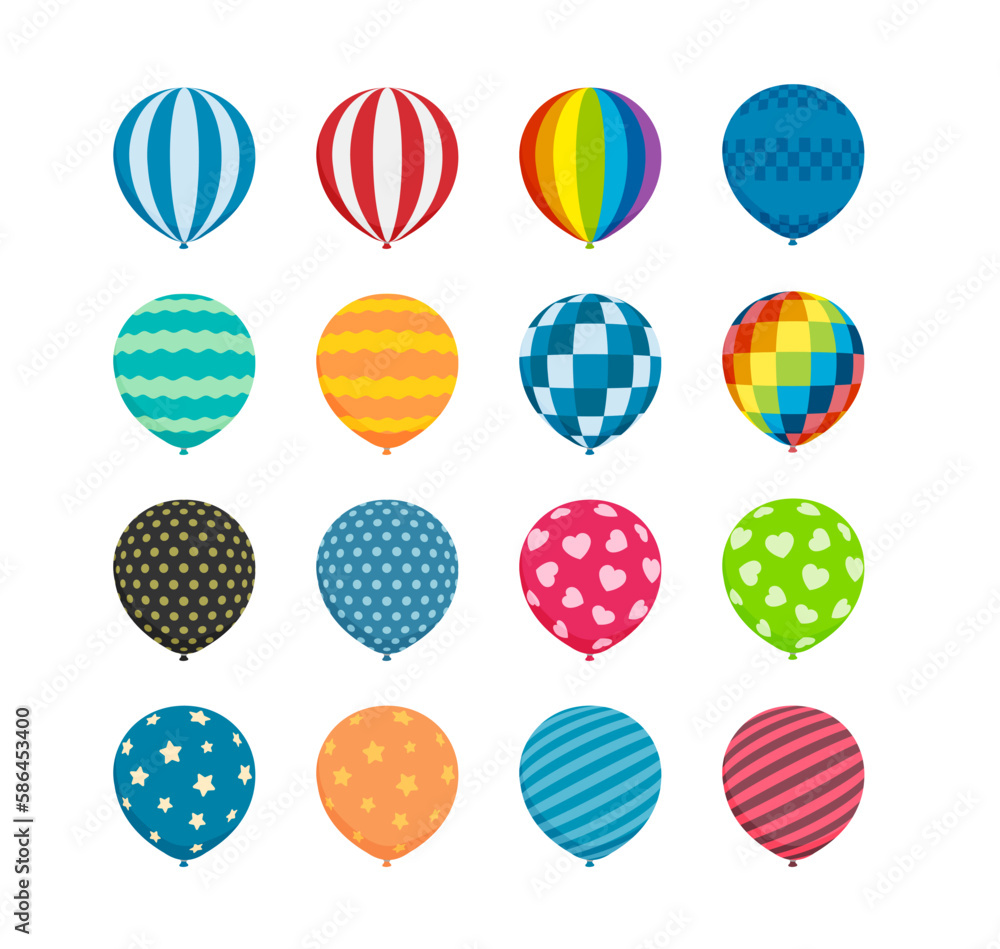 Fototapeta premium Rubber balloon illustration set of various patterns (flat design)