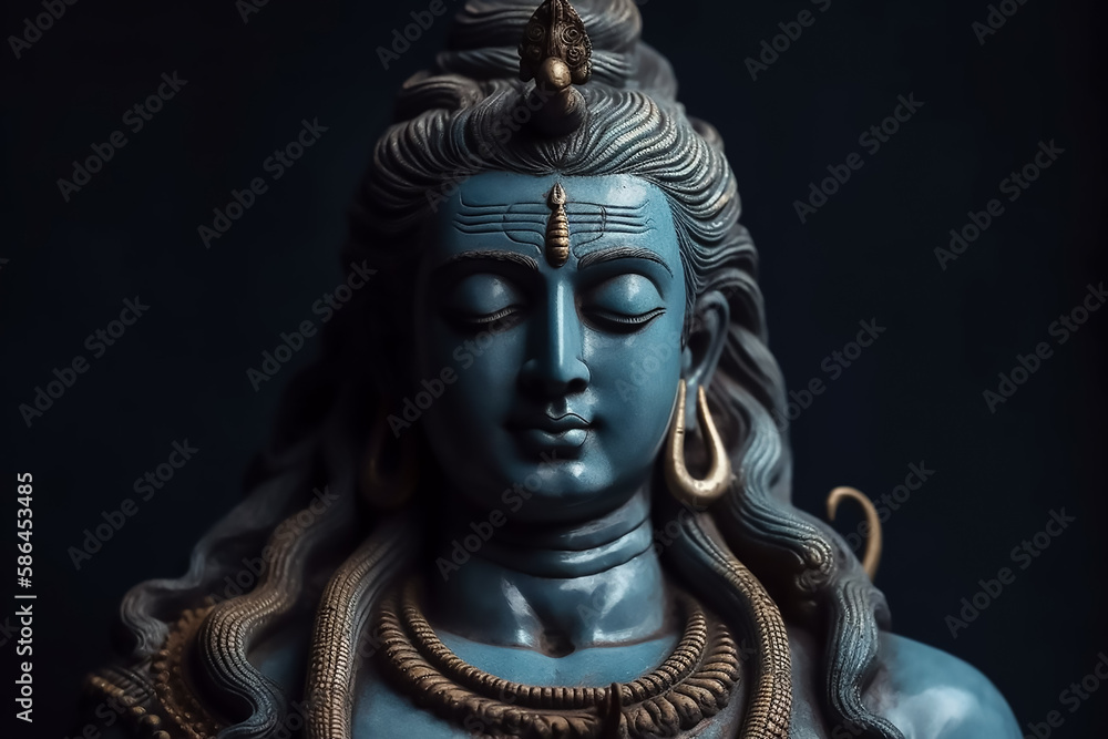 Hindu God Shiva statue in meditation with masisve power. Generative AI Hindu God Shiva statue in meditation with masisve power. Generative AI