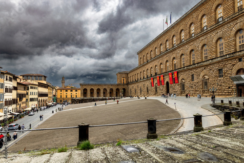 Palazzo Pitti in Florence, Tuscany, Italy, on cloudy day in spring.