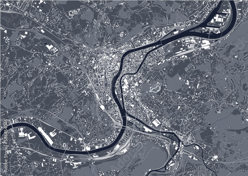 map of the city of Liege, Belgium