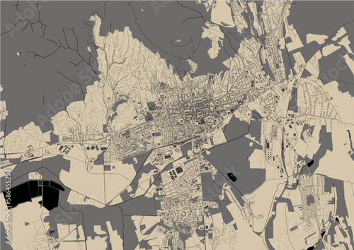map of the city of Pecs, Hungary