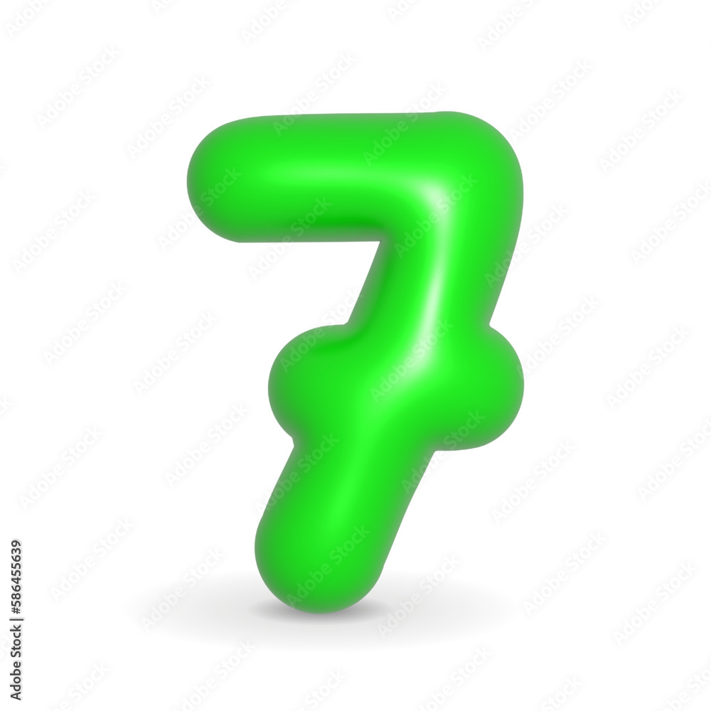 Number Seven 7. Green Balloon 3d illustration. Realistic design element for events. Happy Birthday, Anniversary Party and events. Isolated on white background with alpha channel. Number Seven 7. Green Balloon 3d illustration. Realistic design element for events. Happy Birthday, Anniversary Party and events. Isolated on white background with alpha channel.
