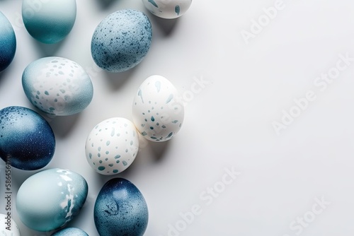 Nest of Blue and White Eggs on a White Background. Generative AI