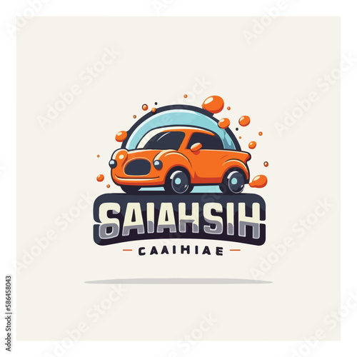 logo for car wash company, flat color, vector