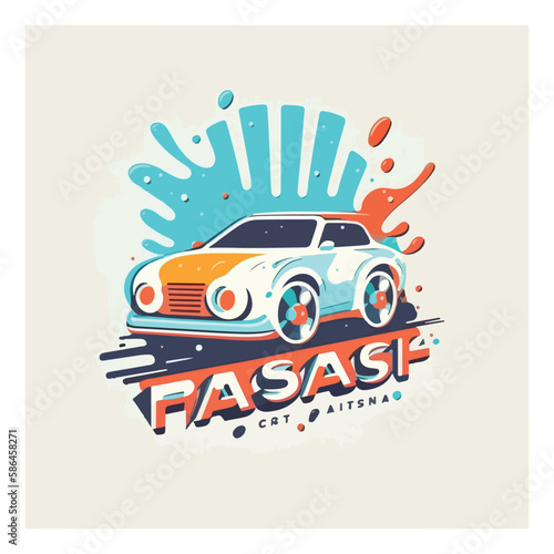logo for car wash company, flat color, vector