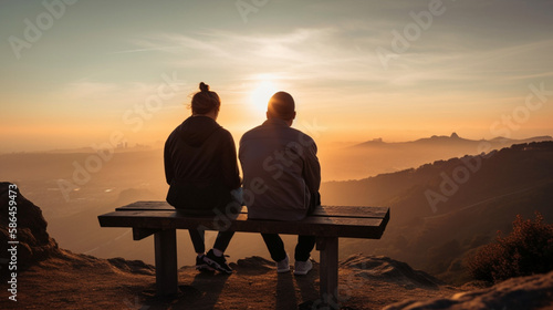 Old couple sitting on bench