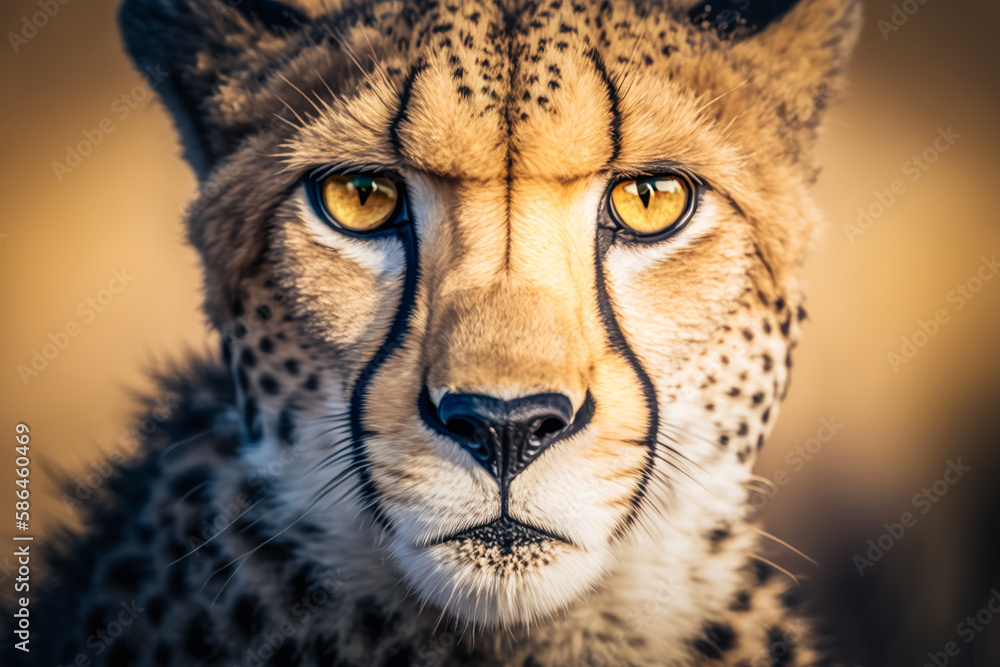 Close up animal portrait of Cheetah, African big cat-Focus. Generated AI Close up animal portrait of Cheetah, African big cat-Focus. Generated AI