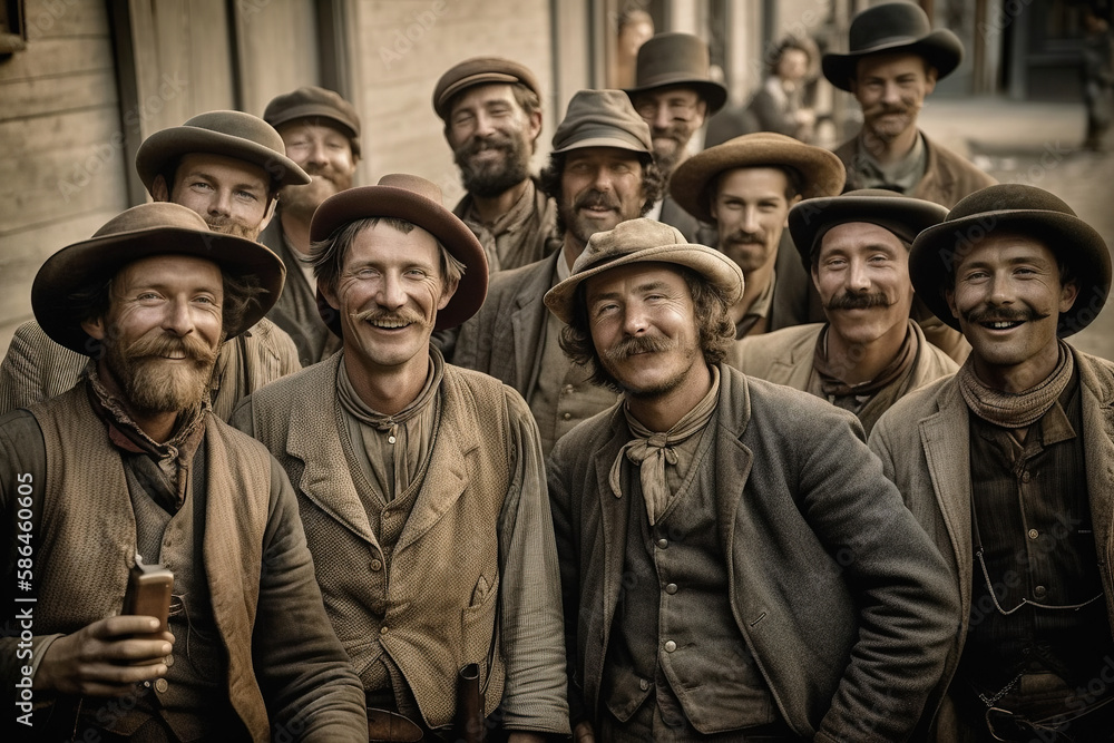Wild West Gathering. Cowboys Posed for a Group Photo in the 19th Century. Vintage Western AI Generative.
Wild West Gathering. Cowboys Posed for a Group Photo in the 19th Century. Vintage Western AI Generative.