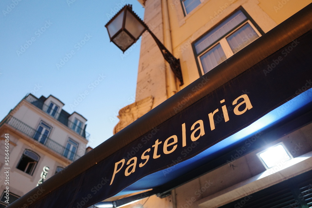 Typical Portuguese pastelaria pastry shop in old town