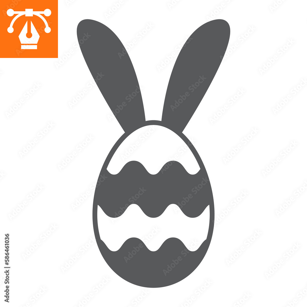 Fototapeta premium Easter egg with ears solid icon, glyph style icon for web site or mobile app, holiday and easter, egg with rabbit ears vector icon, simple vector illustration, vector graphics with editable strokes.