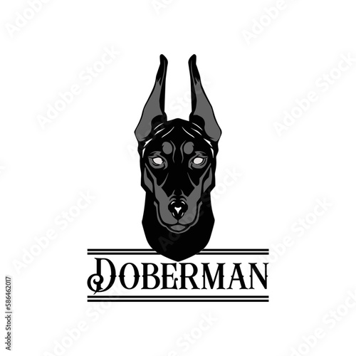 Black Doberman Head Logo Template