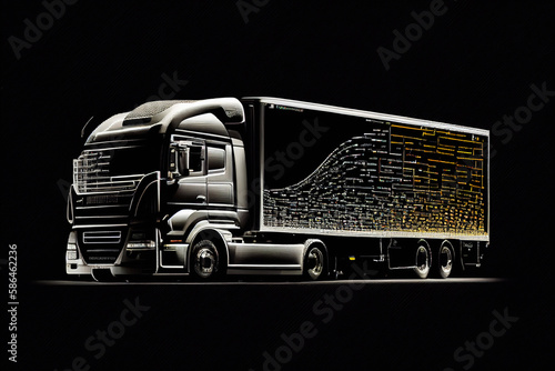 white box truck cargo delivery art isolated design  template. Generative AI photo