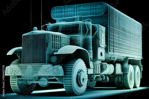 white box truck cargo delivery art isolated design template. Generative AI photo