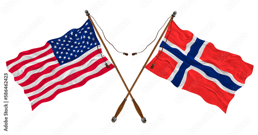 National flag of Svalbard and United States of America. Background for designers