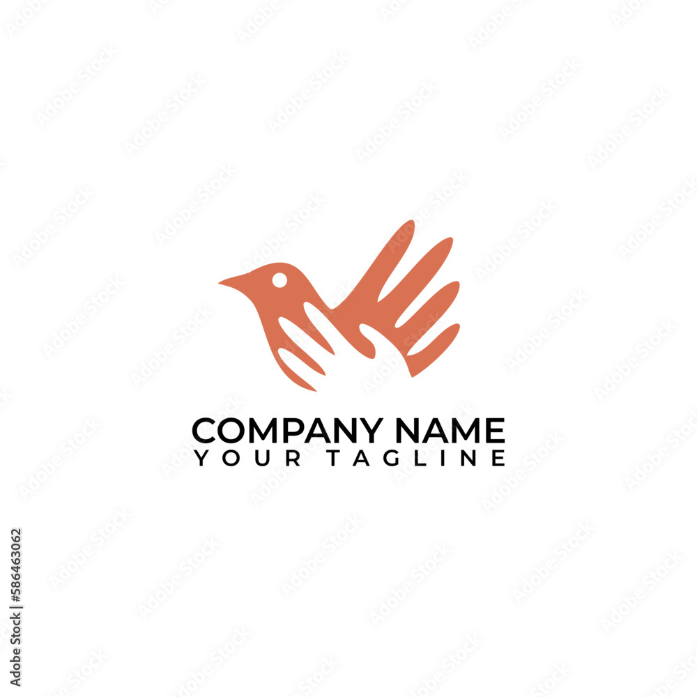 Fototapeta premium Creative bird hand vector icon. Care vector logo design with isolated background.