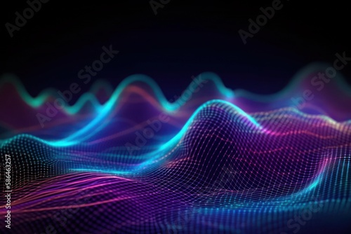 Abstract 3d technology futuristic geometrical and science neon background. Generative AI