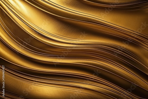 luxurious golden background with fluid wavy lines. Generative AI