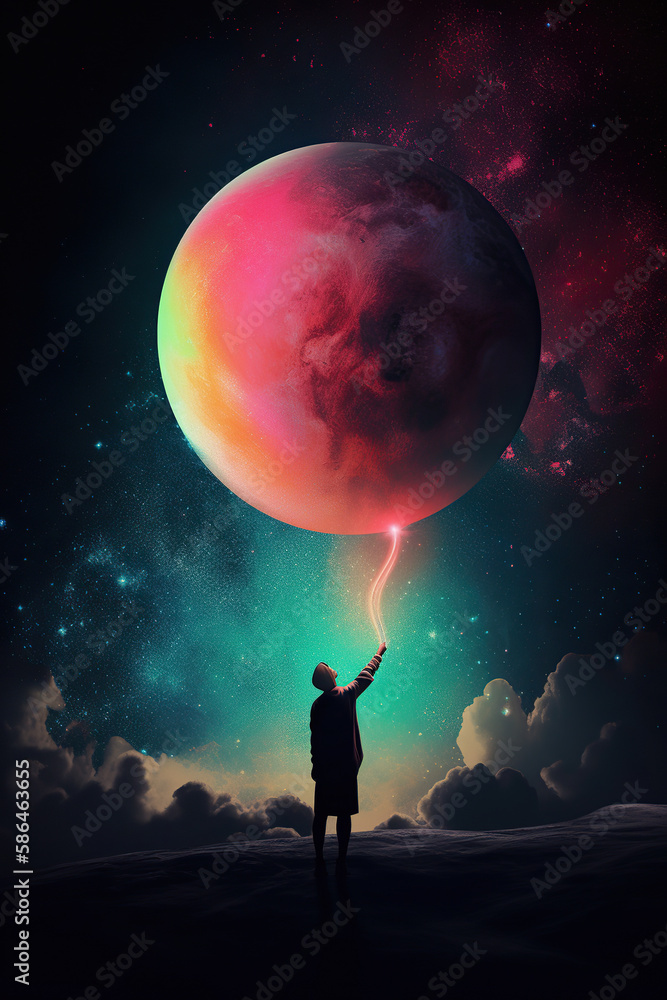 The moon as a balloon, Generative AI The moon as a balloon, Generative AI