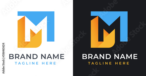 Letter initial M logo design template with square shape design vector illustration