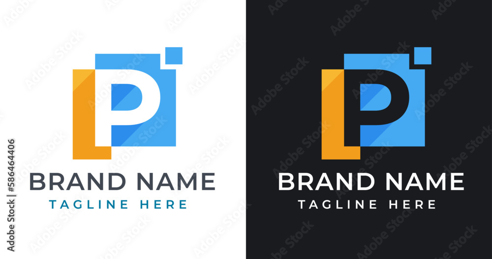 Letter initial P logo design template with square shape design vector illustration Letter initial P logo design template with square shape design vector illustration
