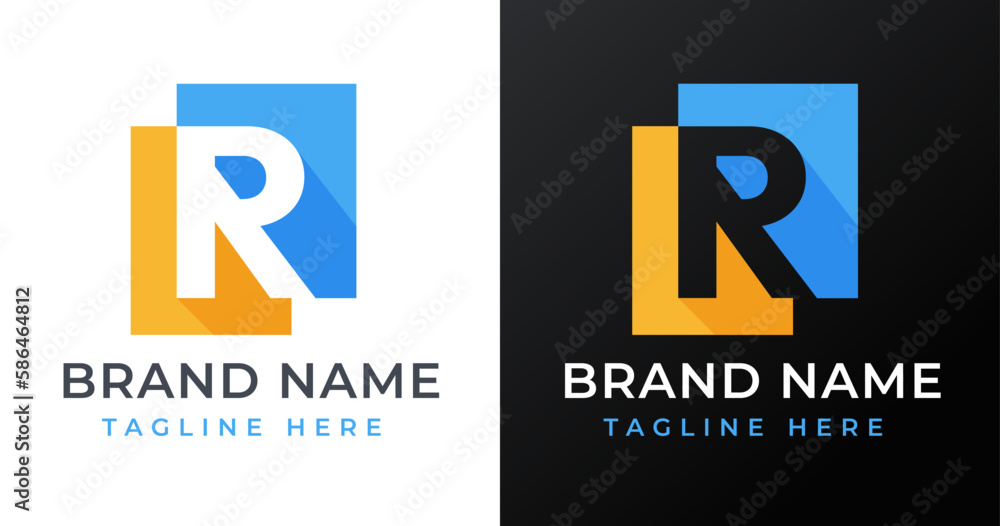 Letter initial R logo design template with square shape design vector illustration Letter initial R logo design template with square shape design vector illustration