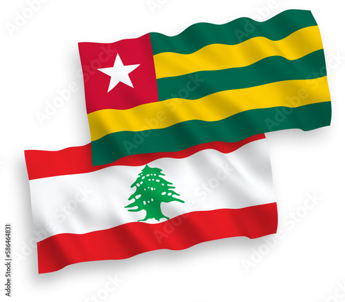 Flags of Togolese Republic and Lebanon on a white background