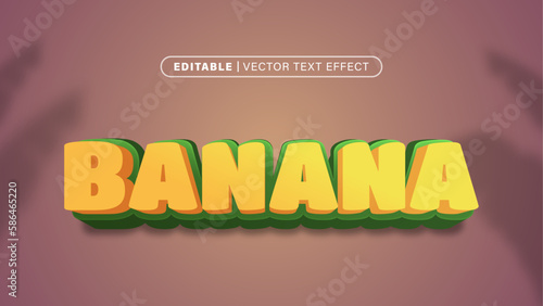 Editable 3D Style Banana Text Effect with Dark Green Clean Background Vector Design photo