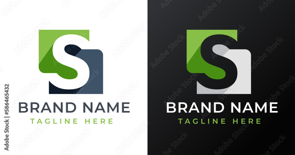 Letter initial S logo design template with abstract square shape design vector illustration