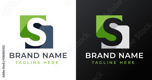 Letter initial S logo design template with abstract square shape design vector illustration